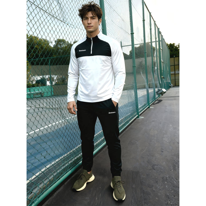 Clasico Qtr Zip Tracksuit Set - White/Black