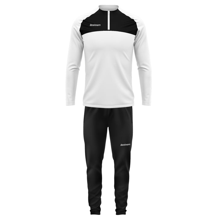 Clasico Qtr Zip Tracksuit Set - White/Black